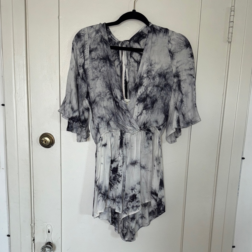 Audrey 3+1 Black and White Tie-Dye Romper